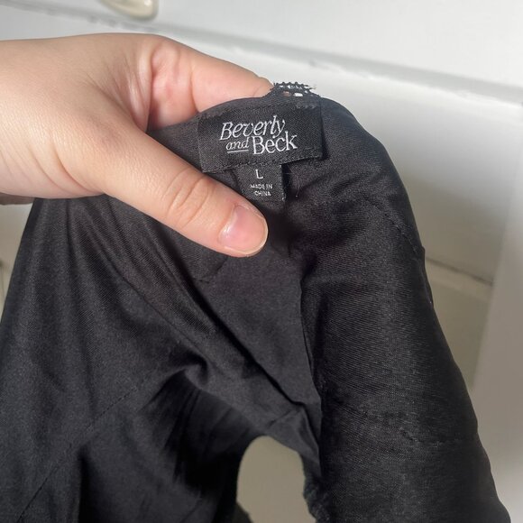 Beverly and Beck Satin and Lace Deep V-Neck Mini Dress - Picture 2 of 7